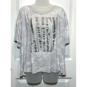 Cato Women's AMEN 18/20W Gray Tie Dye Graphic TShirt Short Sleeve Shirt Top 18